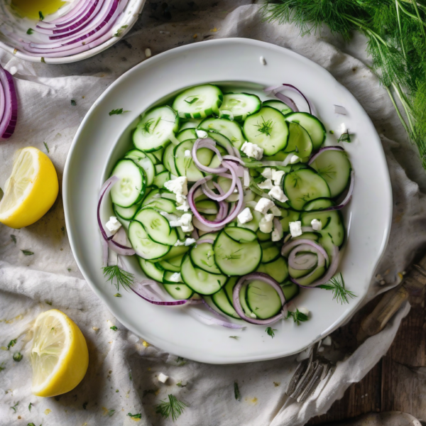 Mediterraner Gurkensalat mit Zitronen-Feta-Dressing